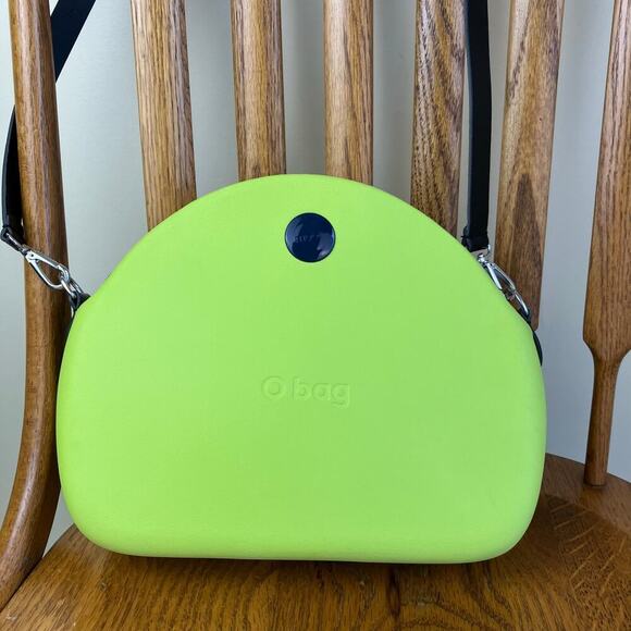 OBag Moon Bag Avocado Green Blue Floral Removable Insert Black Crossbody Strap - Picture 2 of 16